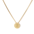 Gold stainless steel coin necklace featuring a minimalist engraved letter E pendant - Letter E (KN118643-K)