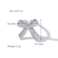 Detailed dimensions and weight of the silver striped bow stainless steel open ring - Textured Bow-Silver