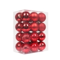 Set di 16 palline di Natale rosse in plastica con texture glitterate, opache e lucide - Rosso