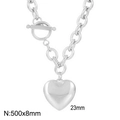 Collier cœur en acier inoxydable argenté avec fermoir OT et chaîne de 500mm de longueur - Collier Couleur Acier (KN237628-Z)