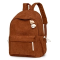 Mochila de pana color caramelo para mujer con bonitos osos de peluche y bolsillos laterales - Sin Colgante de Oso / Marrón Caramelo