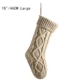 Calza di Natale beige in maglia da 46 cm con motivo a rombi e trecce intrecciate - 18 Pollici / 46CM Grande / Lino