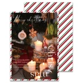 Christmas kraft paper gift wrap featuring festive candle scenes and red green stripes - Christmas Atmosphere Paper Style C (10 Sheets)