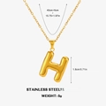 Chunky gold letter H pendant necklace in stainless steel for a minimalist hip hop look - Letter H
