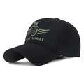 Cappellino da baseball regolabile in cotone nero con logo lupo ricamato in verde - Regolabile / Nero