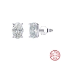 Elegant S925 sterling silver stud earrings featuring oval-cut 8A cubic zirconia stones - 8X10mm / Oval Cut-Silver