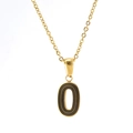 Golden stainless steel necklace featuring a number 0 pendant with black texture - Letter O (Single Pendant)