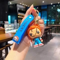 Chucky horror movie killer doll character PVC figurine keychain with blue rubber strap - B343-8 Lucci's Slicked-back Hair / Large