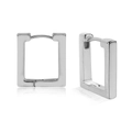 Orecchini a cerchio quadrati minimalisti in acciaio inossidabile argento lucido - Quadrato in argento