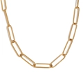Minimalist 18K gold plated stainless steel paperclip link chain necklace in golden finish - Minimalist Large Paperclip Chain / Gold