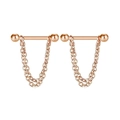 Rose gold stainless steel nipple rings with barbell design and double layered chain decoration - Rose Gold Ball Chain Style