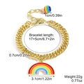 Gold chain bracelet with rainbow heart pendant and colorful beads, 17+5cm length - Rainbow Pendant Bracelet