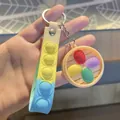 Porte-clés anti-stress avec breloque de vapeur fidget et sangle en silicone dégradé - Dumplings Colorés