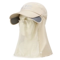 Beiger Outdoor-Sonnenhut mit Gesichtsschutznetz und Nackenschutz für UV-Schutz im Sommer - Verstellbar / Beige