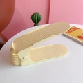 Adjustable cream-colored double layer shoe rack space saver with non-slip surface - 1# Beige Shoe Rack