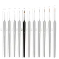 Size chart showing 11 professional detail paint brushes with lengths from 17.5 to 19.1 cm - Black / #1 (round Rod)
