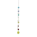 Silver crescent moon and star suncatcher with multi-color crystal beads and prism - Silver Moon Star Colorful Style