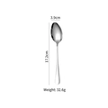 Polished stainless steel dining spoon measuring 17.2cm length and 3.9cm width - 304 Stainless Steel Small Pointed Spoon