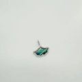 18k gold plated ginkgo leaf pendant with abalone shell and white zircon inlay - Fan Shape - Silver