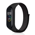 Black nylon sport loop strap for Mi Band with adjustable hook and loop fastener - Reflective Black