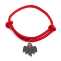 Halloween Armband mit roter Kordel und schwarzem Emaille-Geist mit Goldrand - Schwarzer Geist