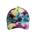 Detail of multi-color tie-dye baseball cap featuring six-panel structure and curved brim - Style 9-Yellow Purple Blue Green Pink Tie-Dye Baseball Cap