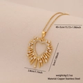 Collana con pendente a cuore dorato con zirconi in rame e acciaio inossidabile - Stile Cuore Radiante (1#)