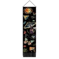Arazzo bohémien con funghi, sole e farfalle su sfondo di tessuto nero decorativo - 32.5x130cm / Stile-1 (Fungo/Farfalla/Sole)
