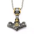 Colgante Vikingo Mjolnir en tonos plata y oro con el símbolo de Valknut - Solo colgante / Oro y Plata