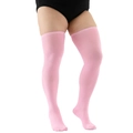 Plus size over-the-knee cotton socks in pink with high elasticity for wide legs - Plus Size / Pink