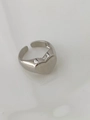Minimalist double layer heart shaped open ring in elegant silver finish for women - Standard Heart Stamp Style / White