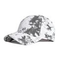Retro tie-dye cotton baseball cap with grey ink pattern for sun protection and style - Adjustable / Black and White