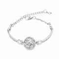 Bracciale alla moda in argento con grande zircone centrale e alone di diamanti incastonati - Argento