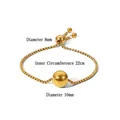 Adjustable 18K gold plated stainless steel box chain bracelet with 10mm round bead charm - Ball Adjustable Box Chain Bracelet / Gold