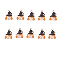 Flat lay of 10 pieces Halloween witch head pendants with black hats and orange hair - 6#-Cartoon Witch Avatar