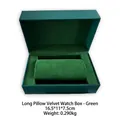 Donkergroene fluwelen horlogedoos met zacht kussen afmeting 16,5x11x7,5 cm - Fluwelen horlogedoos met lang kussen - Groen