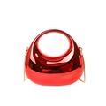 Metallic red round handle clutch bag with gold chain strap in crescent moon shape - Red