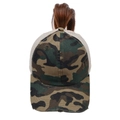 Detail of distressed camouflage mesh cap with high ponytail opening for women - One Size / Green Camouflage