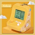 Mini yellow handheld Tetris game console keychain with cute duck sticker and joystick - Yellow Classic Arcade
