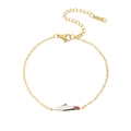 Golden double-layer stainless steel bracelet featuring Palestine map enamel charm - Gold Cross Chain