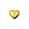 Polished heart-shaped titanium steel pendant with engraved letter Y in golden finish - Letter Y Style (S-P143-Y)