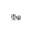 Silver stainless steel cylindrical spacer bead with knurled textured surface for DIY - 6x7x2.3 Net Stripe Barrel / Steel