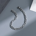 Silver stainless steel double-ring chain bracelet for men with sphere link details - a22-Double Loop Bead Decoration