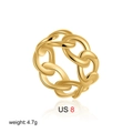 Two-tone 18K gold plated chain link ring in size US 8 with a wide double-layer design - US 8 / Chain Style (T313)