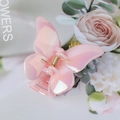 Pink pearlescent butterfly hair claw clip with glossy finish for elegant styling - Jelly Electroplated Pink
