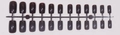 Glossy square long false nail tips in dark coffee brown finish on plastic rack - Dark Coffee (CFL-30)