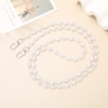 Detail of handmade crossbody phone strap with white pearls and faceted clear beads - K407 Irregular Bead Crossbody