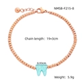 Bracciale in titanio oro rosa con ciondolo a dente blu e catena da 19+3 cm - Bracciale Oro Rosa Dente Blu (NMSB-F215-8)