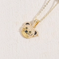 Luxury gold plated bear necklace pendant with pave set micro pearls and black enamel - 14K Gold Plated Bear Head
