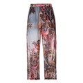 Detail of high waist wide-leg sarong with vibrant tropical parrot and floral prints - One Size / Single Pants